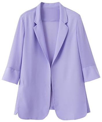 Lässiger, lockerer, dünner Blazer für Damen-Flieder-L