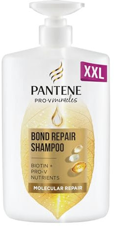 Pantene Molecular Bond Repair Shampoo with Biotin. Pump Bottle Dispenser 1000ml. Pro-V Concentrated Formula for Dry Damaged Hair, Protects and Leaves Hair Visibly Healthier and Regenerated