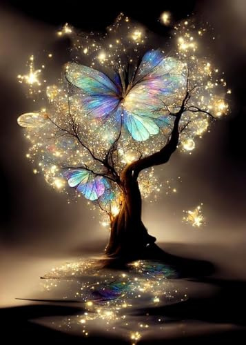 HecticCore Diamant painting 5D, arbre à paillettes, pour enfants, adultes, kit de bricolage, peinture diamant pour débutants, strass, artisanat, décoration murale pour la maison (30 x 40 cm)