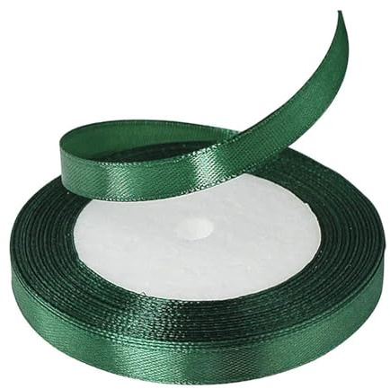 Ruban Satin 10mm x 22m Rouleaux, Decoratif Rubans Emballage Cadeau Satin pour Noel, Décoration de Mariage, Ballons, Artisanat, Couture, Anniversaires, Ruban Cadeau (Vert Foncé)
