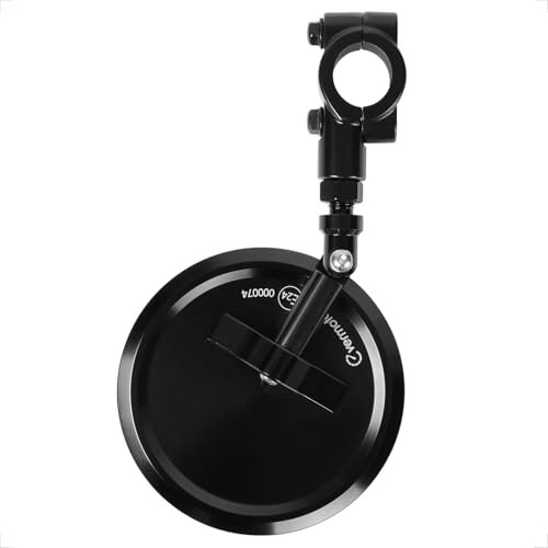 evermotor Motorrad Spiegel, E24 Rückspiegel Motorrad, Ø95mm – 360° CNC Aluminium Lenkerendenspiegel, links oder rechts montierbar, für Ø22mm Lenker, 1 Stück
