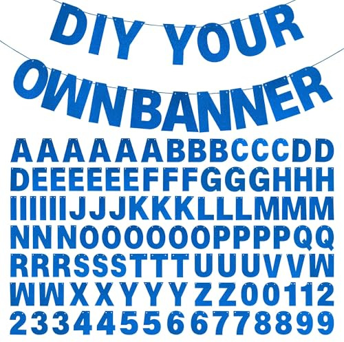 mifengdaer Kit di striscioni fai da te con lettere blu glitterate per decorazioni personalizzabili di compleanno, laurea, matrimonio, baby shower e feste (blu, 110 pezzi)