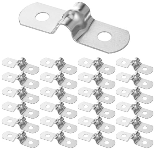 25Pcs 1/4 304 Stainless Steel Rigid Pipes Strap Two Hole Straps U Bracket Pipe Clamps Rigid Pipes Strap Heavy Duty Pipe Fasten Holder