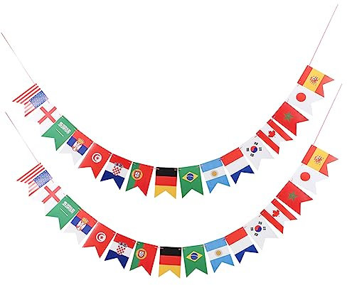 Abaodam 2 Stück WM-Flagge Flaggen Dekorationen Flaggendekorationen Internationale Weltflaggenparty internationale Auszeichnungen Länderflaggen Flaggen der Länder Papier