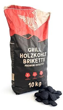 RHINOROCK Grillbriketts 20 kg Power Duo – 100 % Buche & Eiche – Extra Lange Brenndauer (bis 6 Std.), Hoher Heizwert (30 MJ/kg), Wenig Asche – Für Smoker, Dutch Oven & Holzkohlegrill