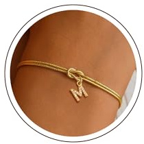 RMMD Armband Damen Gold, 18K Vergoldete Liebesknoten Charm Armband mit Buchstaben M Personalisierte Armkette Damen Goldene Armbänder Namen Goldschmuck Geschenke für Frauen Teenager Mädchen