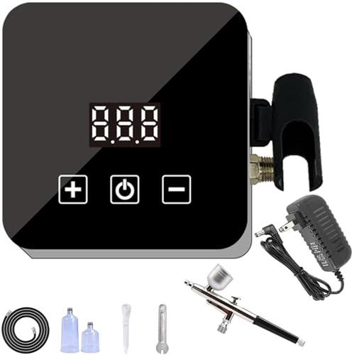 Airbrush-kompressor, bärbar sprutpumpsats, exakt digital 15-25PSI-justering med LCD-pekskärm, for konstmålning, hantverk, tårta, sprutning, modell, airbrush, nagelverktygssats
