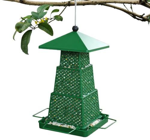 Mangiatoia Antiscoiattolo - Resistente A Rosicchiamenti E Intemperie Con Vassoio Quadrato,Mangiatoia Esterna Con Supporto A Lati,Per Fringuelli Cinciallegra Giardino Patio Portico