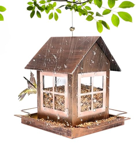 Comederos para Pájaros De Exterior | Estación De Alimentación Y Observación para Aves con Gran Capacidad,Comederos con Forma De Casa para Aves Al Aire Libre | para Loros Pinzones Agapornis