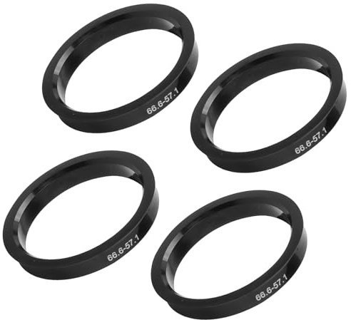 GZRXIOUS 4PCS Anelli di Centraggio 66.6 a 57.1 mm, Riduzione Vibrazioni Auto, AnelliCentraggio Universali Cerchi Lega Acciaio, Montaggio Facile Senza Attrezzi, Centraggio Preciso Durevole, Nera