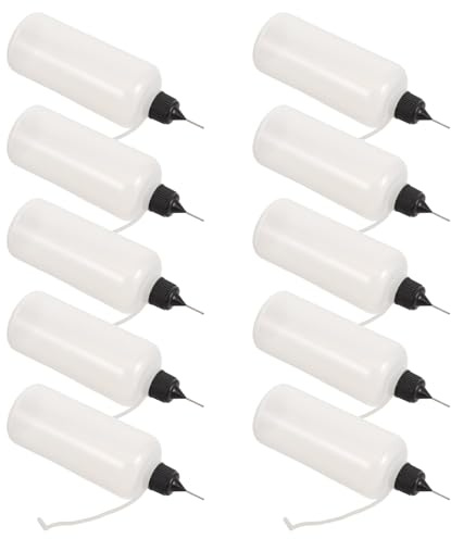 SHINEOFI 10 Botellas Aplicadoras de Pegamento Punta de Aguja, 100 Ml, Botella Exprimible de Plástico Transparente para Manualidades de Papel y Quilling, Set de 10 Unidades para Proyectos