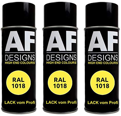 Alex Flittner Designs 3X Ral Pintura en Espray Pintura Coche Laca Colorida Lata de Aerosol RAL1018 Amarillo Zinc Mate