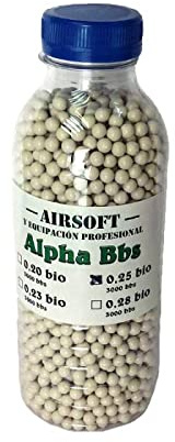 Botella 3000 Bolas biodegradables Airsoft 6 mm 0,25 g Alpha BBS Bio