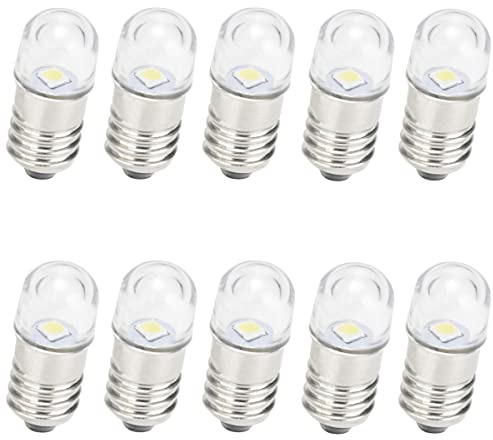 GutReise AC/DC E10 Bombillas, 10pcs 24V Blanco cálido E10 Bombillas de repuesto Miniatura Tornillo Lámparas LED 65Lm (24V, Blanco cálido)