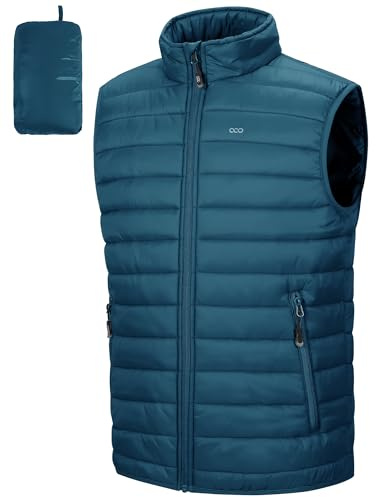 33,000ft Men's Packable Puffer Vest Quilted Gilet with 5 Pockets | Lightweight, Water Resistant, Windproof, Machine Washable, Soft, Padded, for Outdoor Hiking Traveling