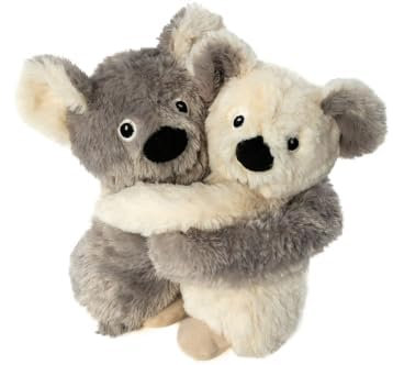 Habibi Premium Wärmekissen/Stofftier f. Kinder+Erwachsene – 1960 Hugys Koala Papa (grau) + Kind (creme), Kuschelfreunde 2er Set, herausnehmbare Hirsefüllung, zum Erwärmen i.d. Mikrowelle/Backofen