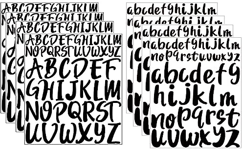 8 Fogli Adesivi Lettere Alfabeto Grandi, 2,5cm 5cm Adesivi Murali Lettere Alfabeto Lettere Autoadesive in Vinile Impermeabili per Artigianato, Cassette Postali, Scrapbooking, Decorazioni Regalo,Noir