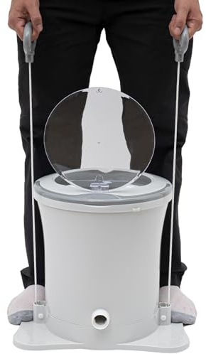 VPABES Manual Clothes Dryer Portable Mini Dryer for Clothes, Foot Powered Compact Spin Dryer Machine, Non Electric Laundry Dryer for RV, Camping, School, Apartment, Dorm(White)