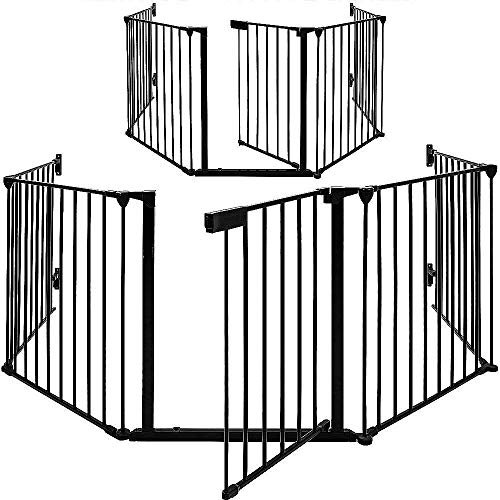 OHMG Barrière de sécurité Enfant,Barriere Escalier Pliable en Métal,Grille de Protection métal Grande Version 310CM,Barrière de Sécurité Enfant de Protection de Cheminée,5 Panneaux
