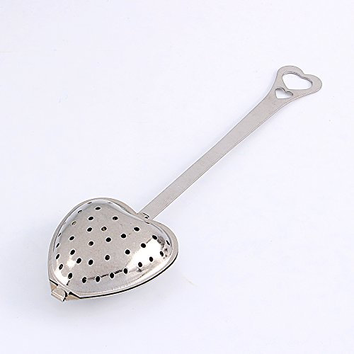 Nikou Infuseur à Thé en Forme de Coeur, Infuseur à Thé en Forme de CœUr, Filtre en Acier Inoxydable Infuseur à Thé CuillèRe en Forme de Coeur Passoire Boule, Convient pour Le Thé En Vrac(Silver)