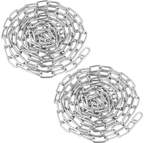 FUNSUEI 2 Stück 4mm x 3m Edelstahlkette, Stahlkette Kette Edelstahl, Edelstahlkette Meterware Geschweißte Rostfreier Edelstahl Kette für DIY