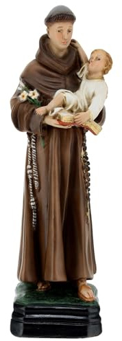 Holyart Harts och PVC-statyer: Sankt Antonius staty av Padua med Jesusbarn 30 cm målat harts