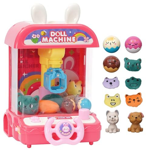 Arkyomi mini macchina per artigli grabber caramelle machine con 5 Bambole 3 Palline,elettrica luci e suoni interattivi claw machine
