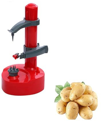 ERICAT Peladora De Patatas Comercial, Peladora De Patatas Eléctrica con Base Antideslizante, Mango Ajustable En Altura Y Cuchilla Giratoria Automática, Pelado Preciso, para Frutas Y Verduras