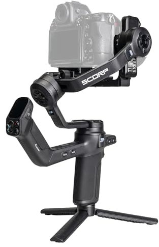 FeiyuTech SCORP 3 DSLR Gimbal - 3,5 kg de Carga, estabilizador de cámara de 3 Ejes con Seguimiento AI, grabación Vertical, Tiempo de Funcionamiento de 14 h, Mango Remoto para Sony/Canon/Nikon