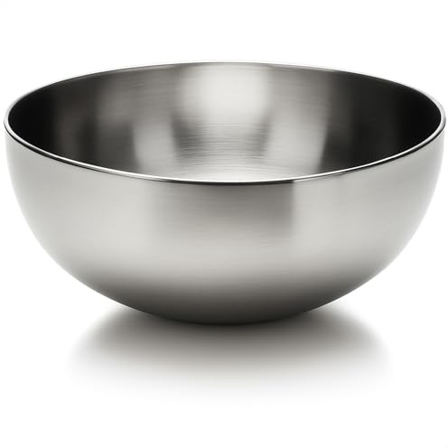 com-four® Insalatiera Ø 29 cm in acciaio inox - grande ciotola da portata alta 12,5 cm - robusta ciotola da 6,5 litri per insalata, frutta, snack e contorni (1 pezzo - Ø 29 cm)