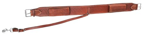 Hulara Western Carved Leather Rear Flank Back Saddle Girth Cinch Belt with Bucking Strap Comfytack |Premium Flank Cinch Belt Leather Horse Girth, Brown