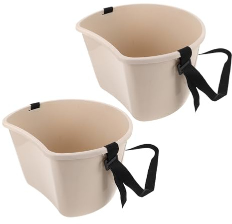 SHINEOFI Secchio per la Raccolta della Frutta Indossabile con Tracolla Regolabile Cestino da Raccolta per Giardinaggio Multifunzionale in Plastica Bianca Set da 2 Pezzi da 11 Kg per