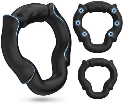 Anello Pene Lui Sex Toys Uomo - Anelli Fallici per Pene Elastici con 6 Punti di Pressione per Un'erezione più Dura e Duratura, Cock Ring Silicone 3 in 1 Stimolatore Pene per Lui Sextoysys Uomo Coppia