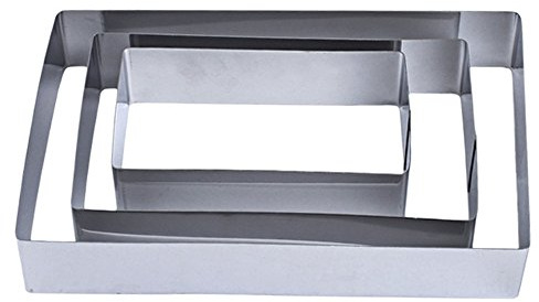 TAMUME Acciaio Inossidabile Rettangolare Anelli per Torte per Muffa di Torta Mousse Ring Mold Ideale per Set di Muffa Torta di Matrimonio e Stampo di Dessert - Set di 3 (Rettangolare)