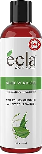 Ecla Skin Care (240 ml) Gel d'Aloe Vera Après-Soleil, Aloe Vera Gel 100 % Pure pour Visage, Corps & Cheveux, Jus d'Aloe Vera Pressé à Froid, Gel Aloe Vera Bio & Apaisant, Sans Alcool