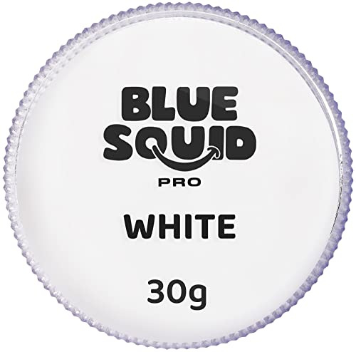 Blue Squid Pinturas faciales profesionales con base acuosa, aptas para la cara y para el cuerpo, para niños, adultos y efectos especiales, envase individual (color blanco, 30 g)