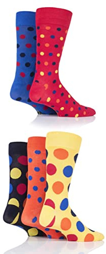 SockShop Men's Natural Bamboo Socks Various Designs Everyday Wear Plain, Patterned, Bright and Colourful 5 Pair Pack