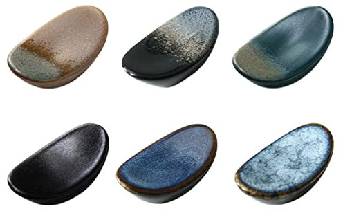 Cabilock Keramik Essstäbchen Rest Ablagen Küchenutensilablage: 6 Stücke Japanische Stäbchen Halter Porzellan Besteckablage Messerbänkchen für Zuhause Abendessen Restaurant Küche Tischdeko