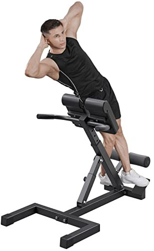 WAHHWF Rückentrainer Zusammenklappbar Römischer Stuhl Hyperextensionsbank Hochbelastbar, Heim-Fitnessstudio Verstellbar Bauchmuskelbank Bauchmuskeltrainer für große Menschen Männer Frauen