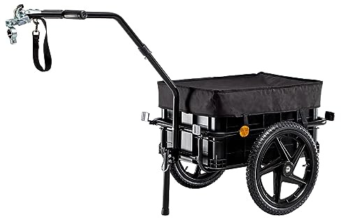 Himiway Upgrade Foldable Bike Cargo Trailer with Plastic Basket & Fabric Cover & 6 Reflectors Bicycle Wagon Trailer with 16 Wheels & 88lbs Max Load Bike Trailer Storage (‎Cargo Trailer)