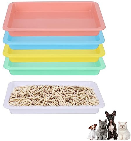 5 Stück Katzentoilette, Flache Katzentoilette aus Kunststoff Katzentoiletten Katzentoilette für Kätzchen im Innenbereich (5 Farben)