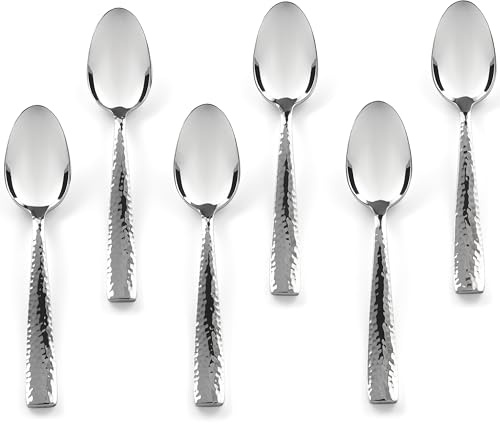 Hudson Essentials Hammered Demitasse Espresso Spoons, 4.6-inch Mini Coffee Spoons, 18/10 Stainless Steel Small Spoons for Dessert, Coffee, Tea, Set of 6