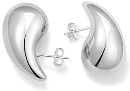 MAJALE - pendientes gota plata 925, aros lágrima plateados, pendientes mujer elegantes, aretes ligeros plata, joyas moda mujer (2.5 Cm PLATA)