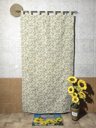 Mercatienda Cortinas Exteriores Puerta Calle de Auténtica Travilla Jacquard Alpujarra 140x260cm -Máxima Resistencia y confeccionada en España - Diseño Flor Silvestre. (Amarillo)