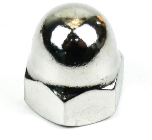 DAUMLINK® Tuerca de sombrero, forma alta DIN 1587, material acero inoxidable V2A (25 unidades) (sim. UNI 5721) para la óptica de tornillo y contra lesiones, suciedad y daños (M8)