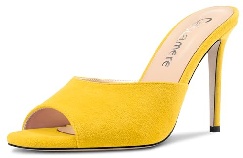 Castamere Mujer Alto High Aguja Heel Abierta Punta Slip-on Sandalias Dress Oficina Casual Mules Zapatos 10 CM Heels