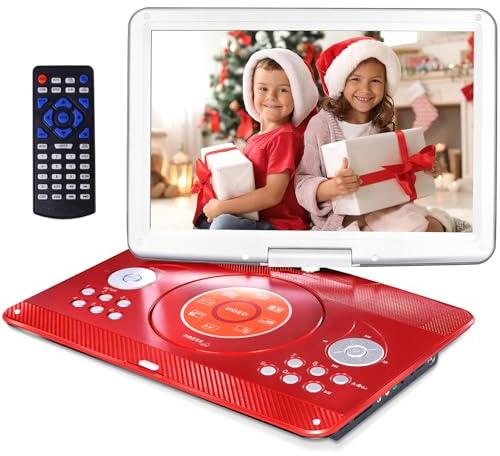 HotHat 16.9 inch Portable DVD Player with 6 Hours 5000mAh Rechargeable Battery, Portable Car DVD Player with 14.1 Large Rotating Screen,