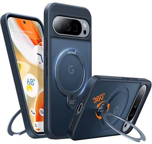 TORRAS Ostand Q3 Spin für Google Pixel 9 Pro XL Hülle für MagSafe Top Magnetkraft mit drehbarem Ständer Handyhülle Case Schutzhülle Pixel 9 Pro XL Cover Matt Schwarz