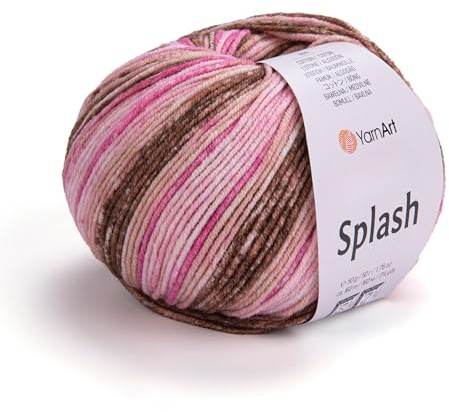 YarnArt Jeans Splash Variegated Garn – 55 % bomull 45 % akryl, 50 g (1,76 oz), 160 m (174 yds) – mjukt sportvikt flerfärgat garn för stickning, virkning, amigurumi, babykläder och