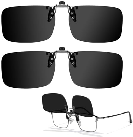 SIPHEW 2PCS Clip On Sunglasses Polarised Flip up Sunglasses For Men Women Anti-Glare UV400 Protection Sun Glasses for Driving Travel Outdoor